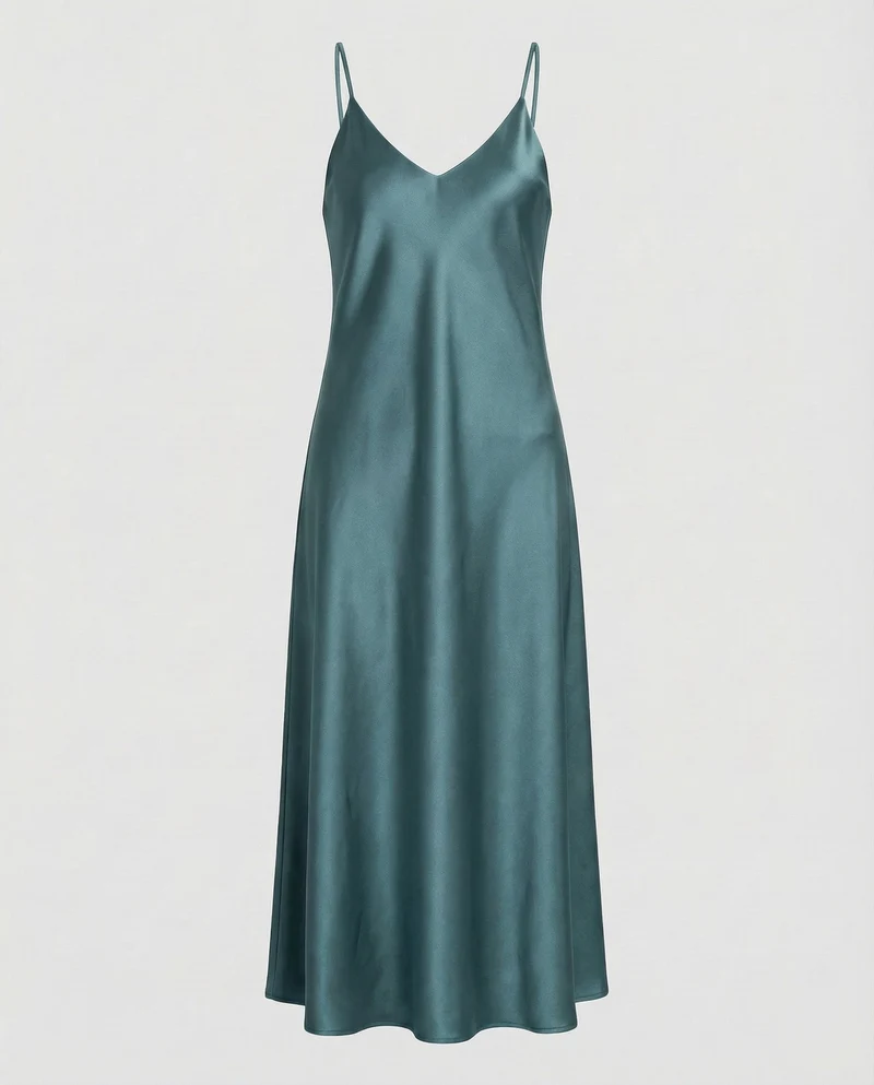 Damen Satin-Maxikleid Schmeichelnder V-Ausschnitt
