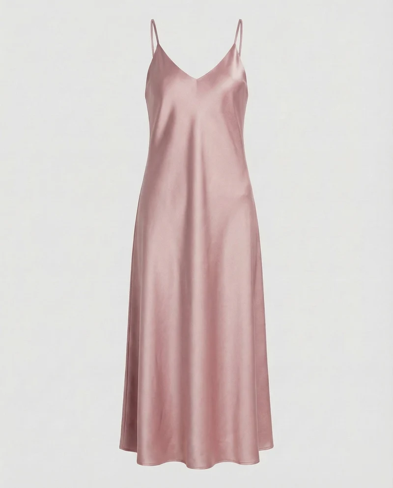 Damen Satin-Maxikleid Schmeichelnder V-Ausschnitt
