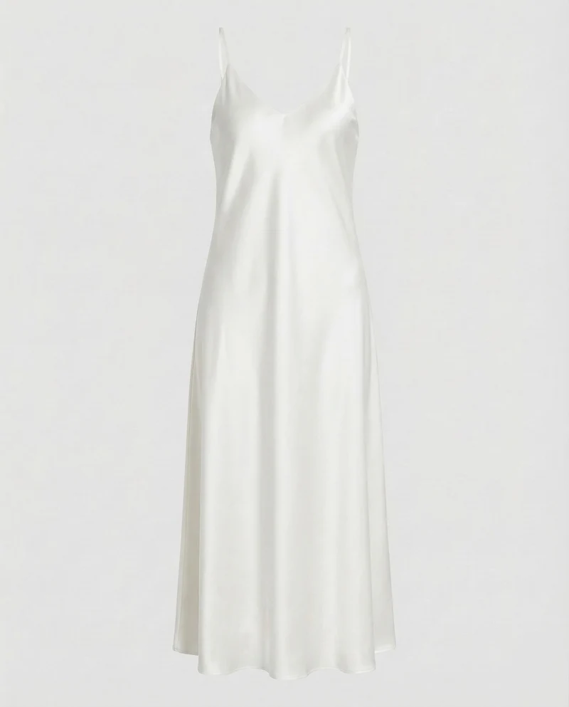 Damen Satin-Maxikleid Schmeichelnder V-Ausschnitt