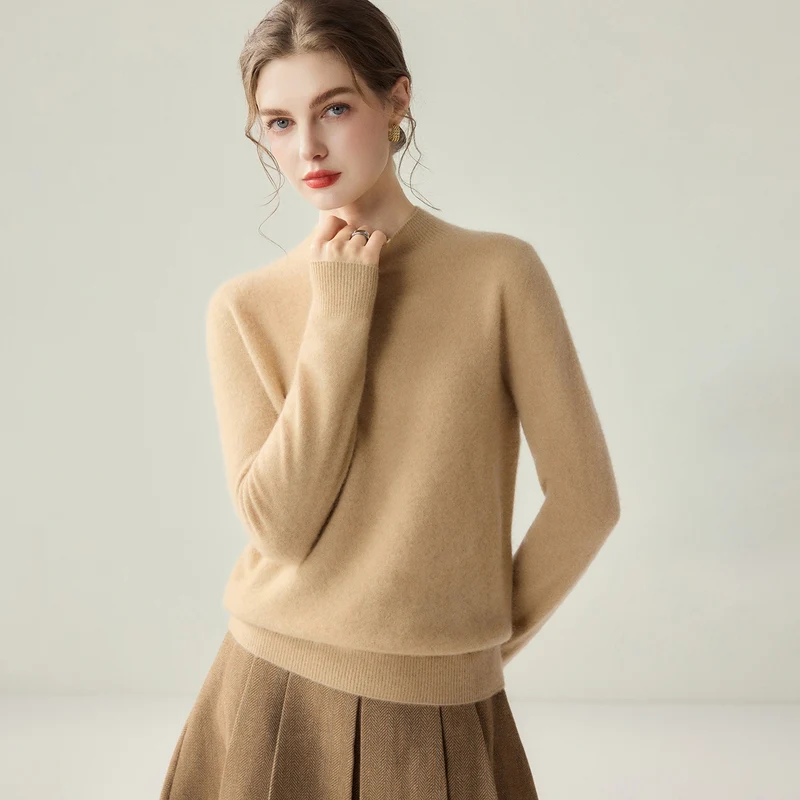 Damen Schmaler Mockneck-Feinstrickpullover mit kaschmirähnlicher Haptik Nord Taschen