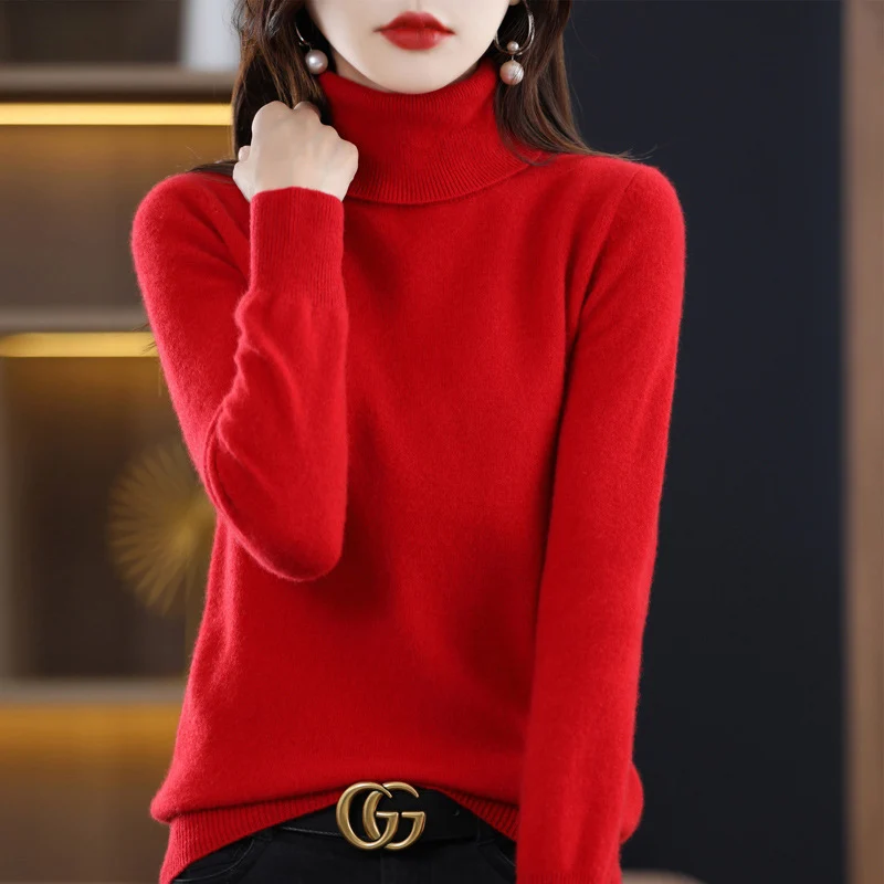 Damen Schmal geschnittener Rollkragenpullover aus kaschmirähnlichem Feinstrick mit softem Flor Nord Taschen