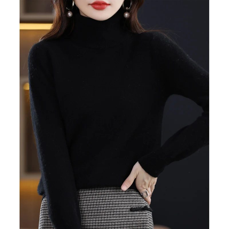 Damen Schmal geschnittener Rollkragenpullover aus kaschmirähnlichem Feinstrick mit softem Flor Nord Taschen