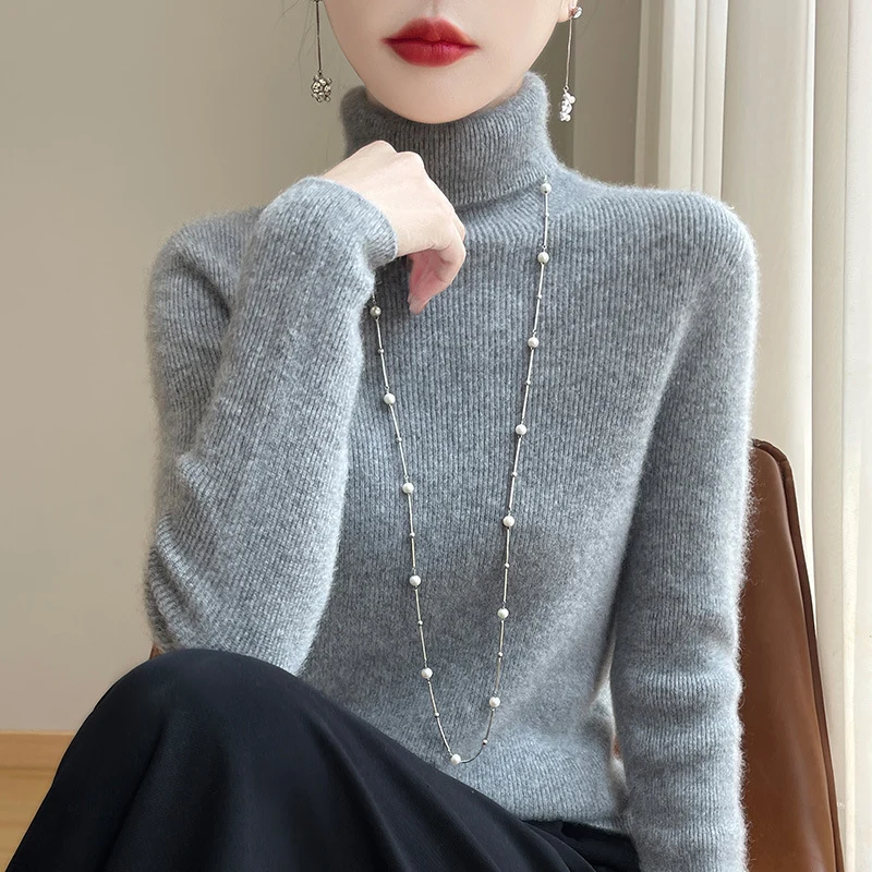 Damen Schmal geschnittener Feinstrick-Rollkragenpullover mit extrafeinem Flauschfinish Nord Taschen