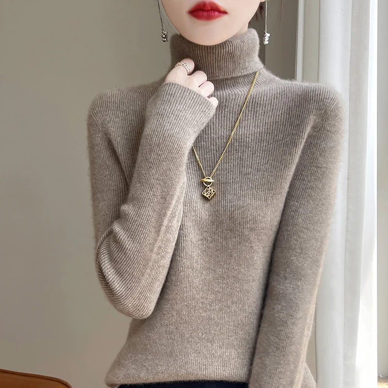 Damen Schmal geschnittener Feinstrick-Rollkragenpullover mit extrafeinem Flauschfinish Nord Taschen