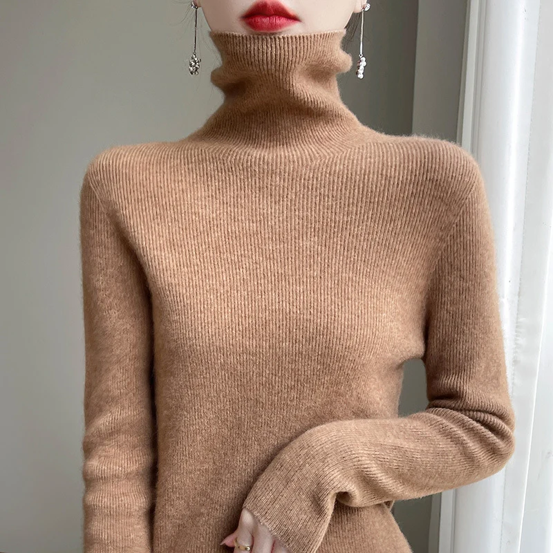 Damen Schmal geschnittener Feinstrick-Rollkragenpullover mit extrafeinem Flauschfinish Nord Taschen