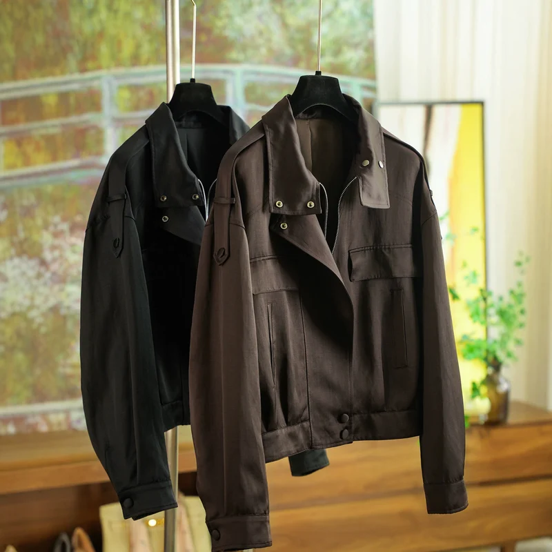 Damen elegante Utility-Jacke mit hohem Kragen Nord Taschen