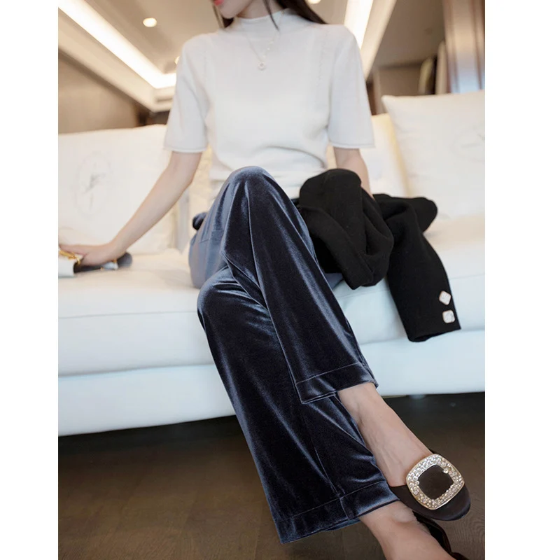 Damen Elegante und weite Plissee-Stoffhose Nord Taschen