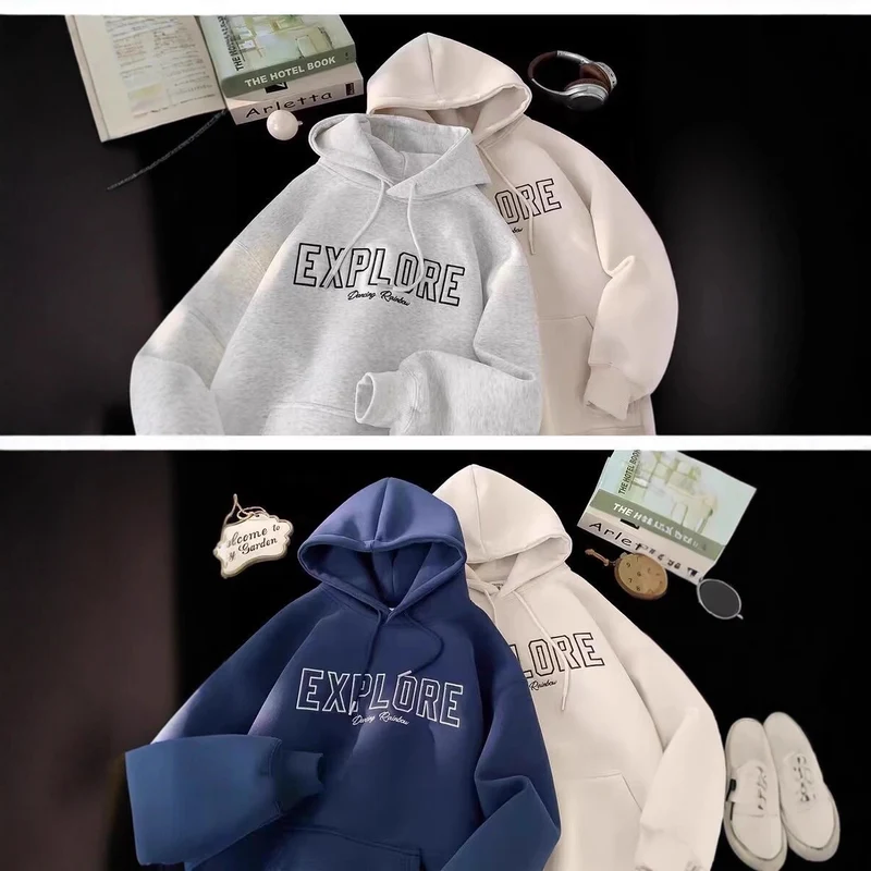 Unisex Oversized Kapuzenpullover mit Schriftzug Nord Taschen