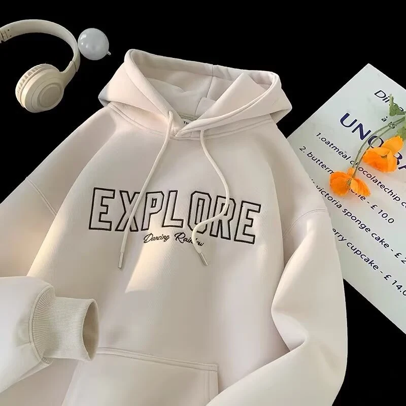 Unisex Oversized Kapuzenpullover mit Schriftzug Nord Taschen