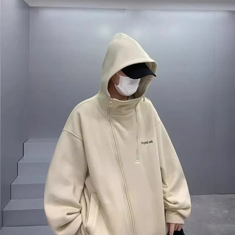 Unisex Oversized Fleecejacke mit hohen Kragen und Reißverschluss Nord Taschen