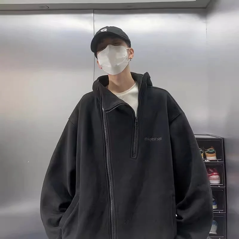 Unisex Oversized Fleecejacke mit hohen Kragen und Reißverschluss Nord Taschen