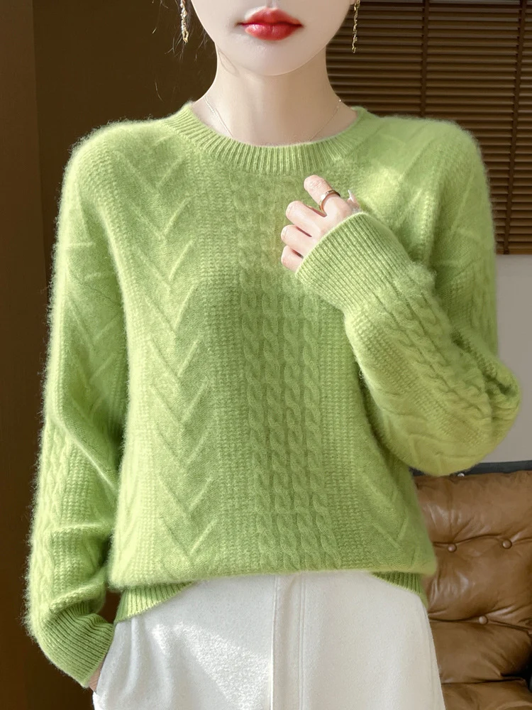 Damen Kurzpullover mit Zopfmuster, Rundhals und kaschmirähnlicher Weichheit Nord Taschen
