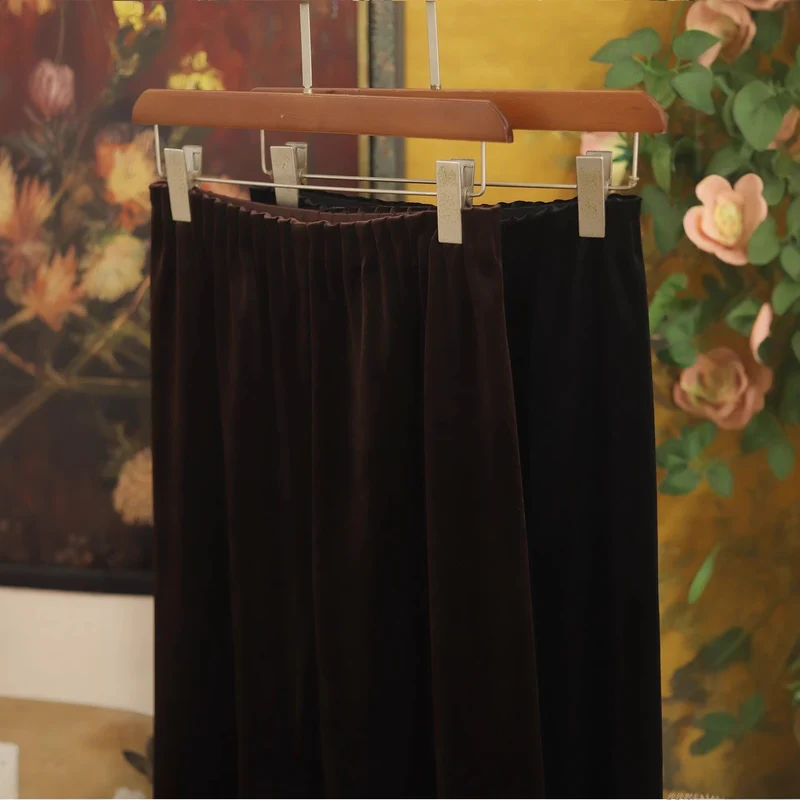 Damen Eleganter Samtrock mit elastischem Bund Nord Taschen