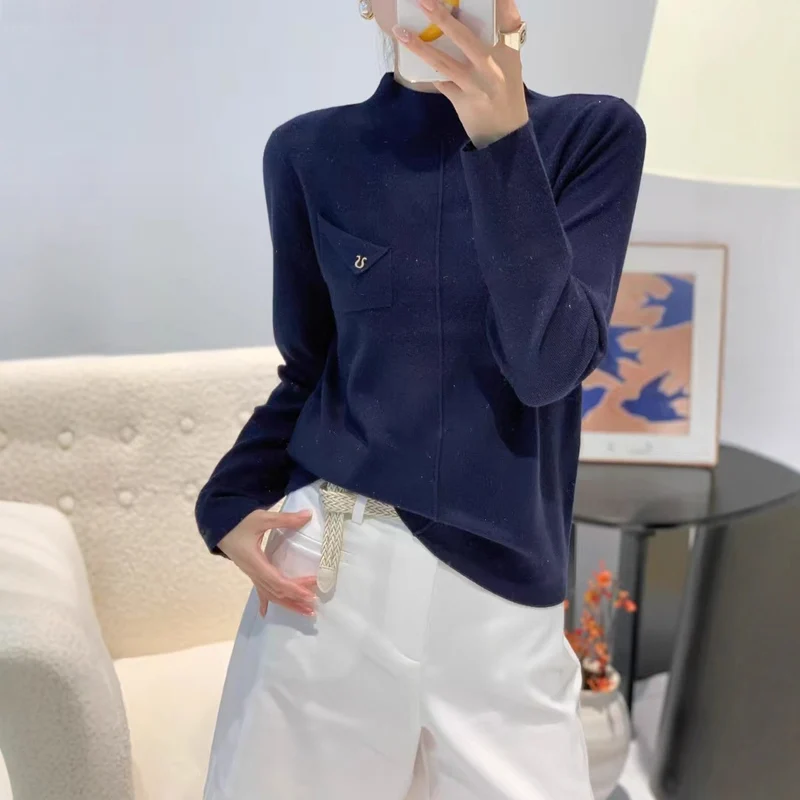 Damen Eleganter Pullover mit Stehkragen Nord Taschen