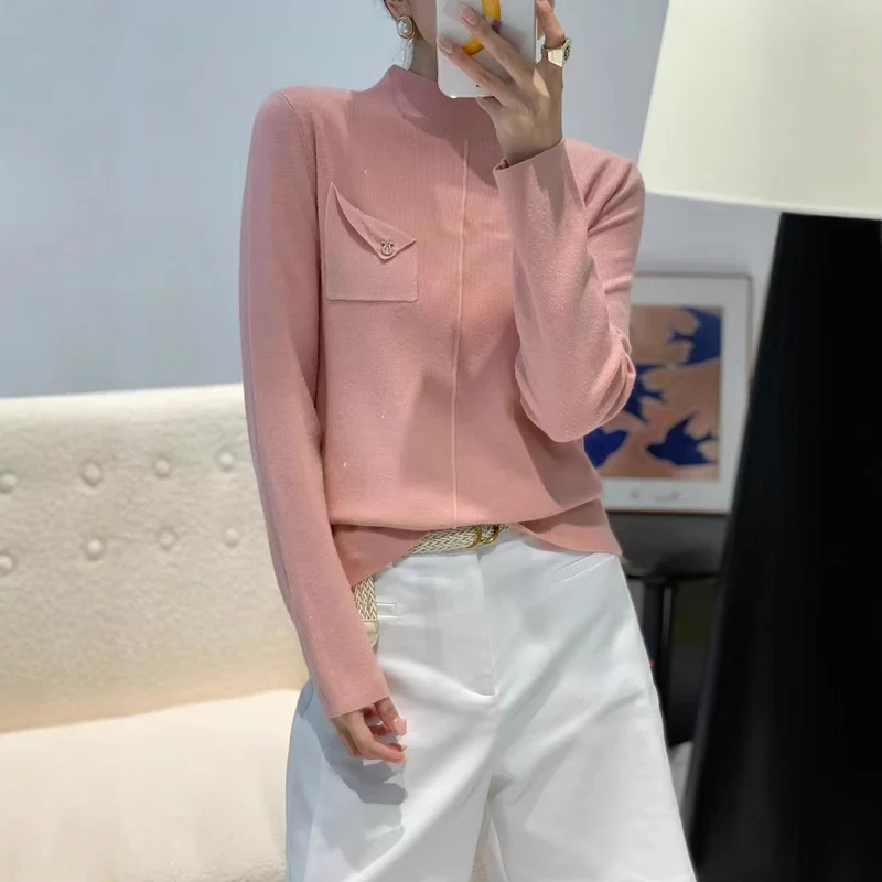 Damen Eleganter Pullover mit Stehkragen Nord Taschen