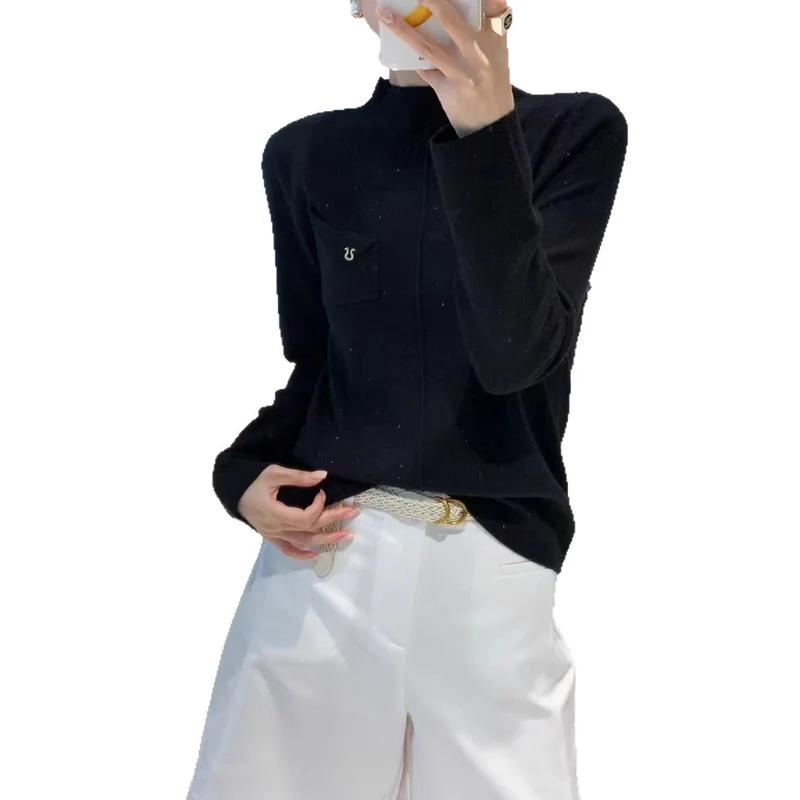 Damen Eleganter Pullover mit Stehkragen Nord Taschen