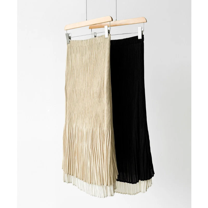 Damen Eleganter Plissierter Rock mit asymmetrischem Saum Nord Taschen