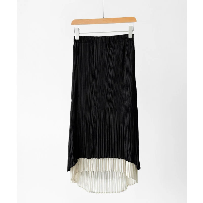 Damen Eleganter Plissierter Rock mit asymmetrischem Saum Nord Taschen