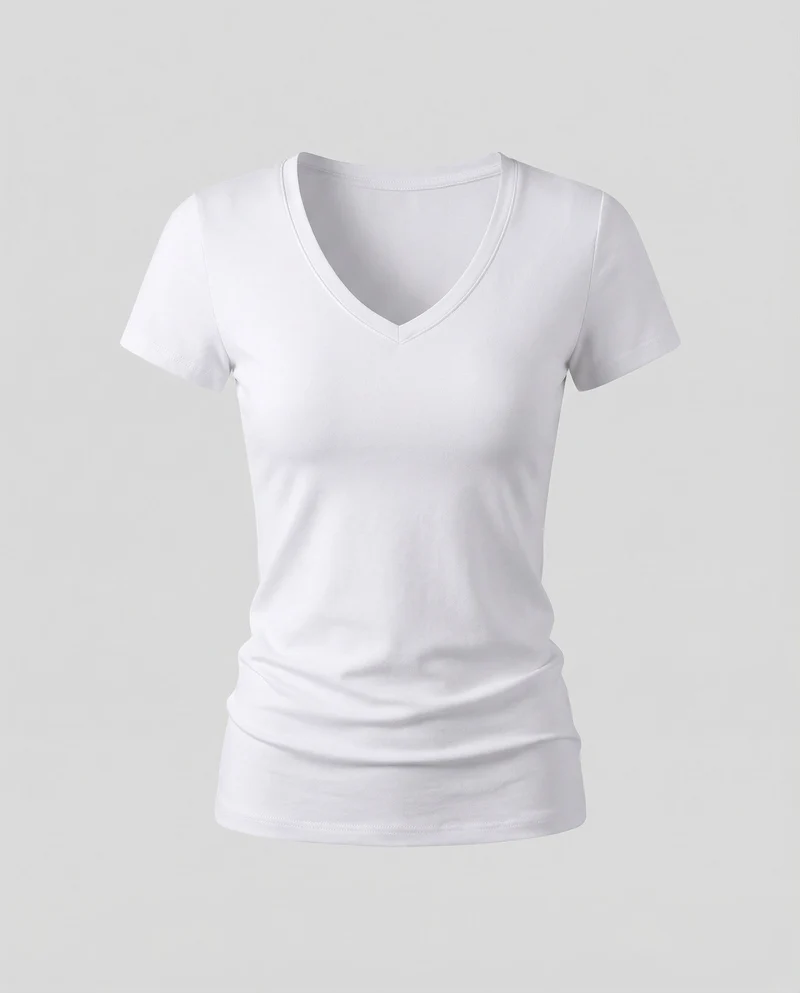 Damen V-Ausschnitt-Shirt Stretchjersey