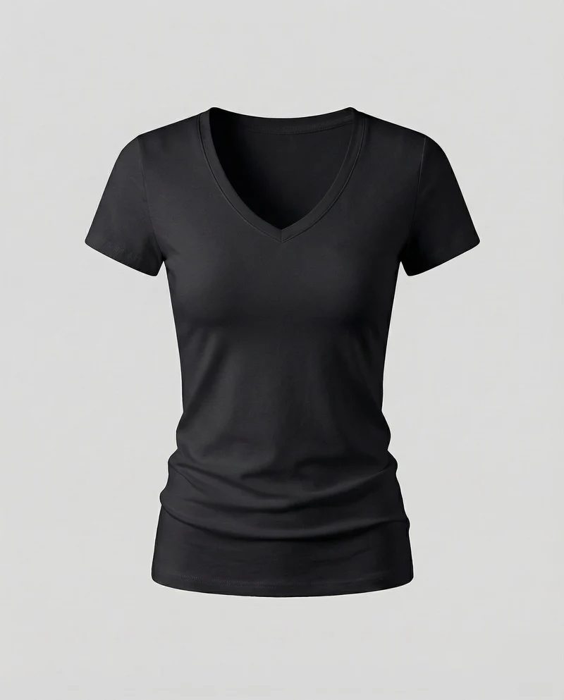Damen V-Ausschnitt-Shirt Stretchjersey
