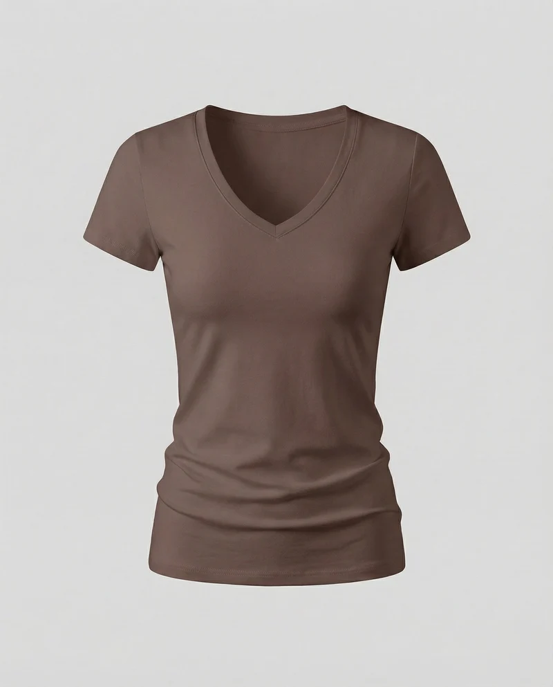 Damen V-Ausschnitt-Shirt Stretchjersey
