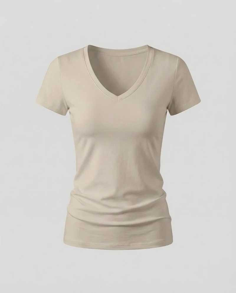 Damen V-Ausschnitt-Shirt Stretchjersey