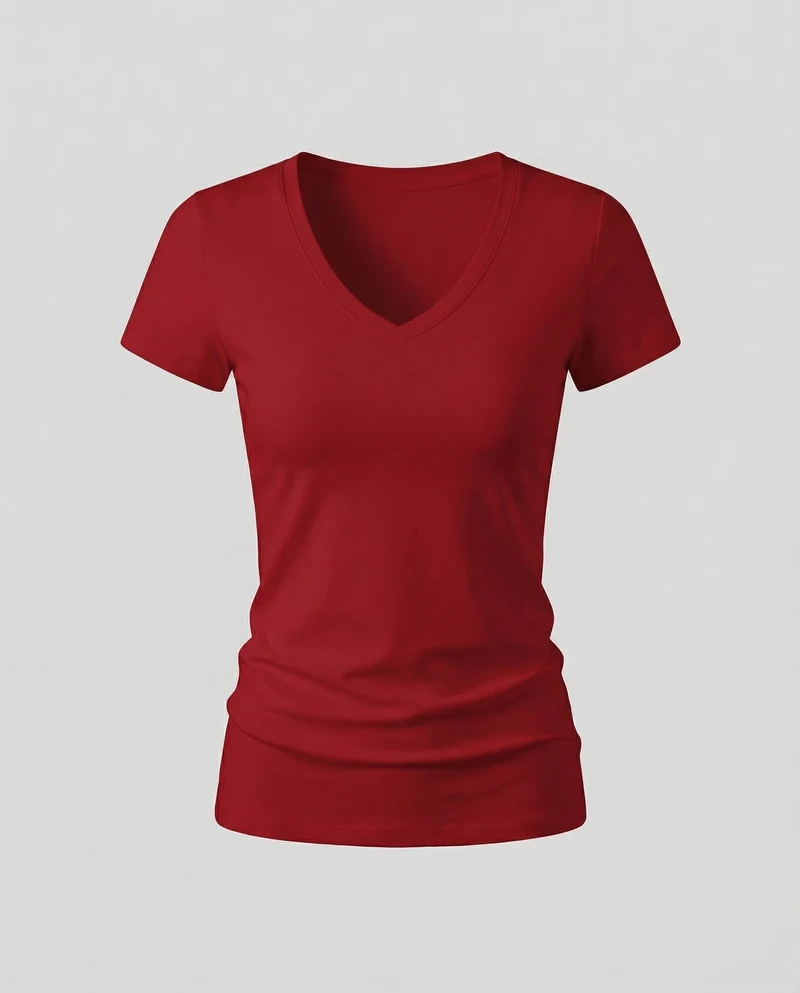Damen V-Ausschnitt-Shirt Stretchjersey