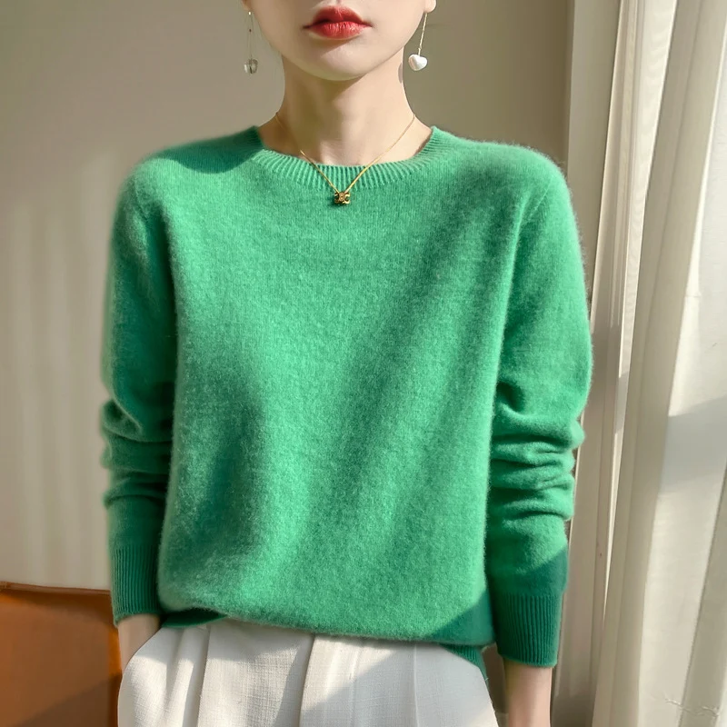 Damen Luxuriöser Kuschelstrick-Pullover mit Rundhals und Mohair-Optik Nord Taschen