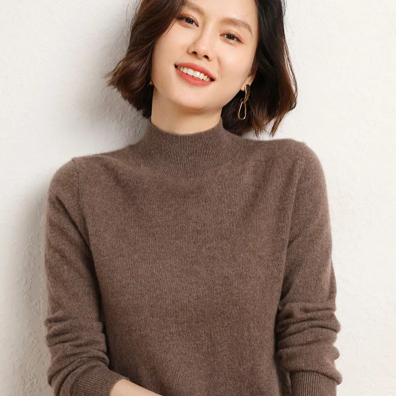 Damen Luxuriöser Kaschmir-Feinstrickpullover mit Stehkragen Nord Taschen