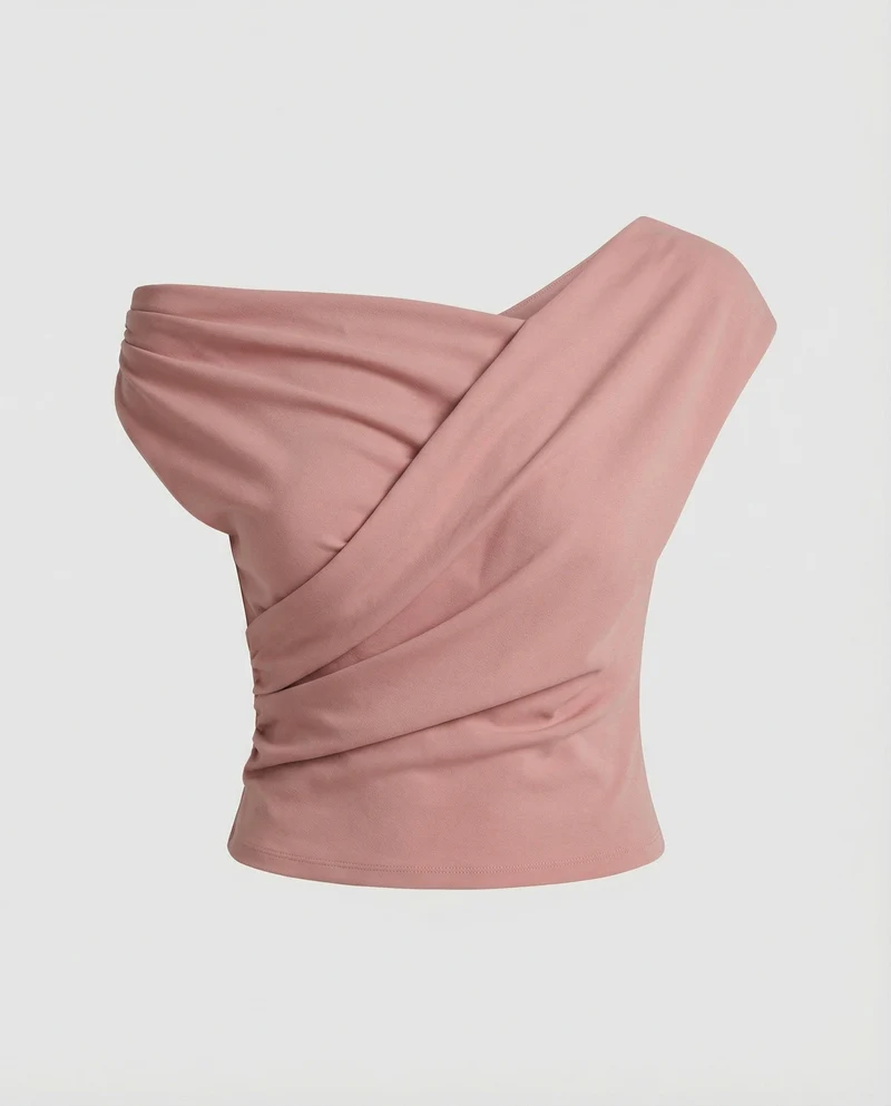 Damen Elegantes Drapiertes Oberteil mit asymmetrischem Schnitt