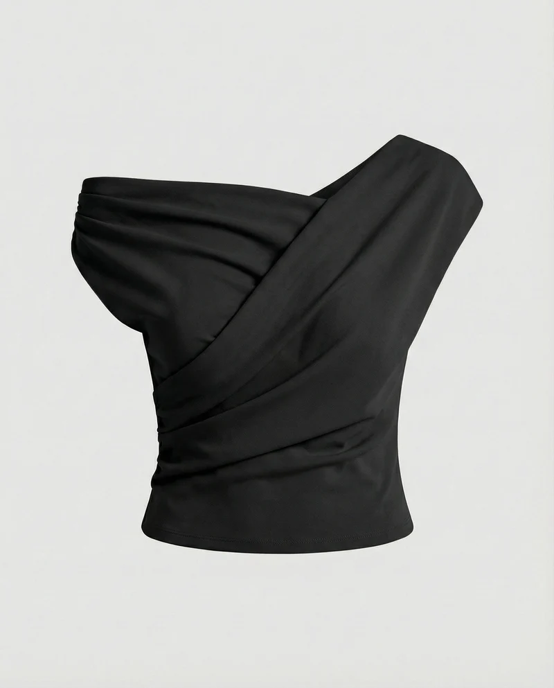 Damen Elegantes Drapiertes Oberteil mit asymmetrischem Schnitt