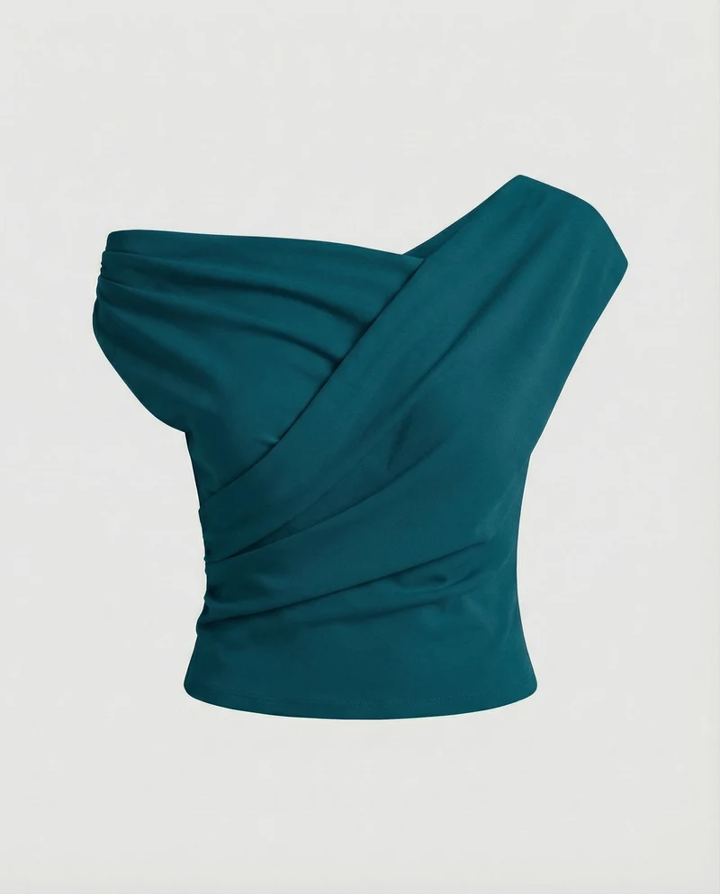 Damen Elegantes Drapiertes Oberteil mit asymmetrischem Schnitt