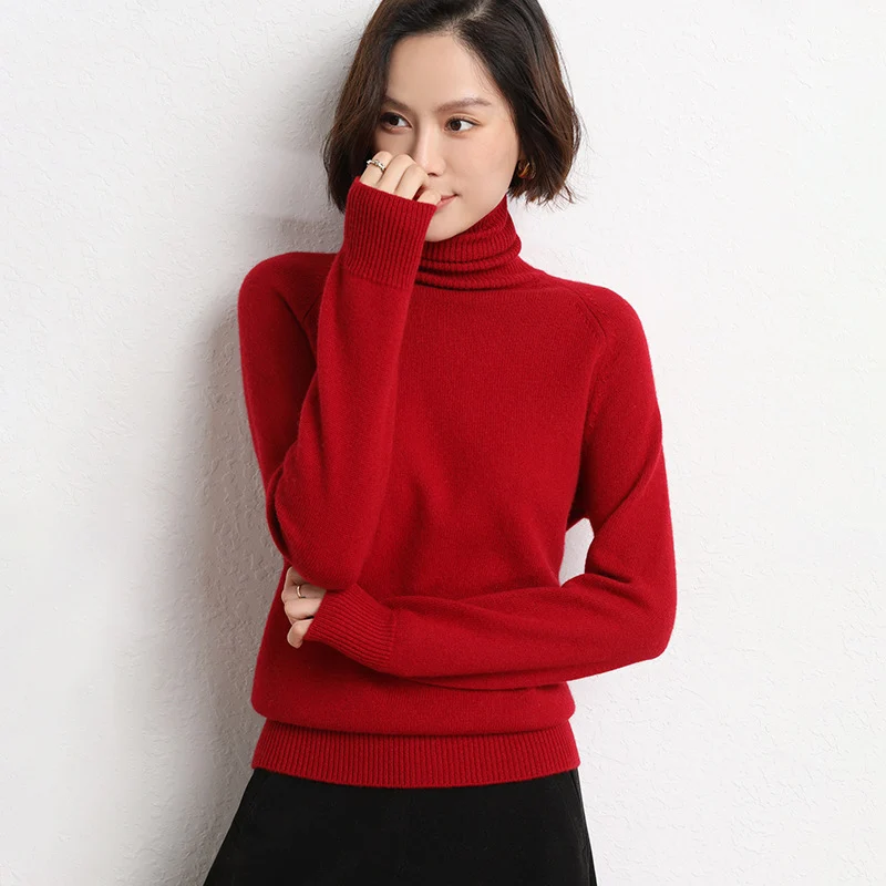 Damen Schlanker Rollkragenpullover aus feinem Strick mit Raglanärmeln Nord Taschen