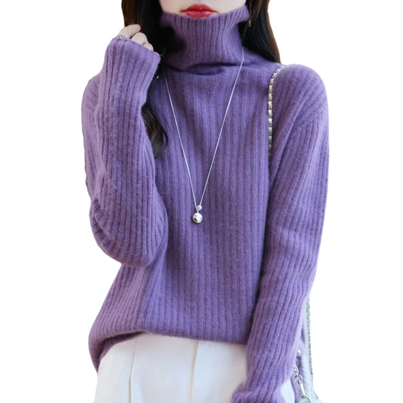 Damen Schlanker Feinstrick-Rollkragenpullover mit feiner Rippenstruktur und kaschmirähnlicher Haptik Nord Taschen