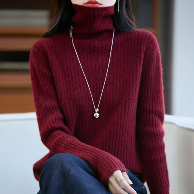 Damen Schlanker Feinstrick-Rollkragenpullover mit feiner Rippenstruktur und kaschmirähnlicher Haptik Nord Taschen