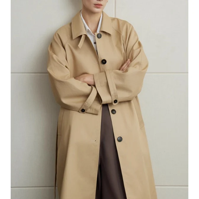 Damen elegante Trenchjacke mit Taillengürtel Nord Taschen