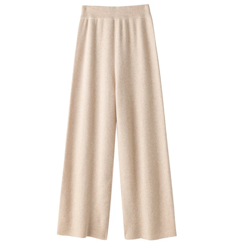 Damen Weite Strickhose mit hohem Bund und kaschmirähnlicher Weichheit Nord Taschen