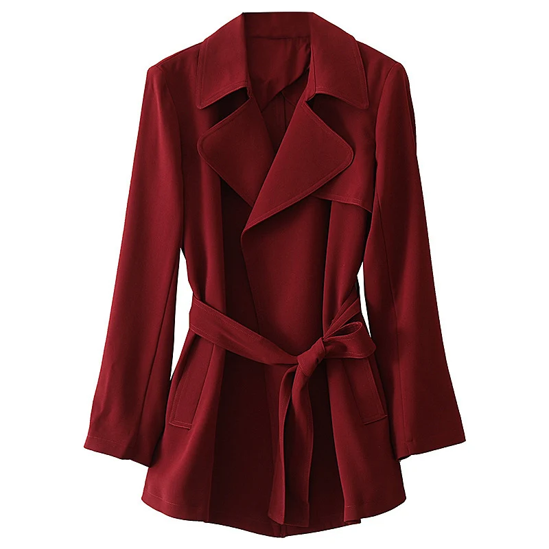 Damen Edles Trenchcoat mit Taillengürtel und praktischen Taschen Nord Taschen