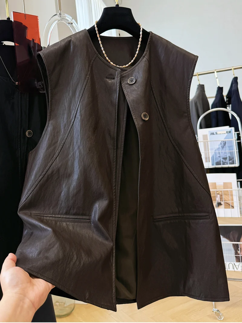 Damen Edle Lederweste Nord Taschen