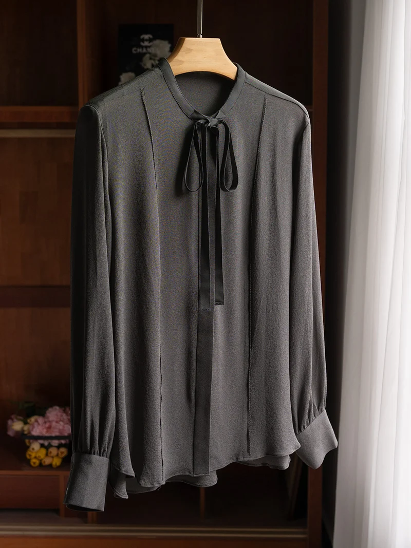 Damen Edle Bluse mit Schleifen-Detail Nord Taschen