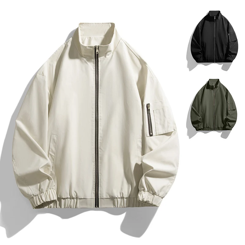 Herren Leichte Utility-Zipjacke mit Stehkragen, Ärmeltasche und elastischem Saum Nord Taschen