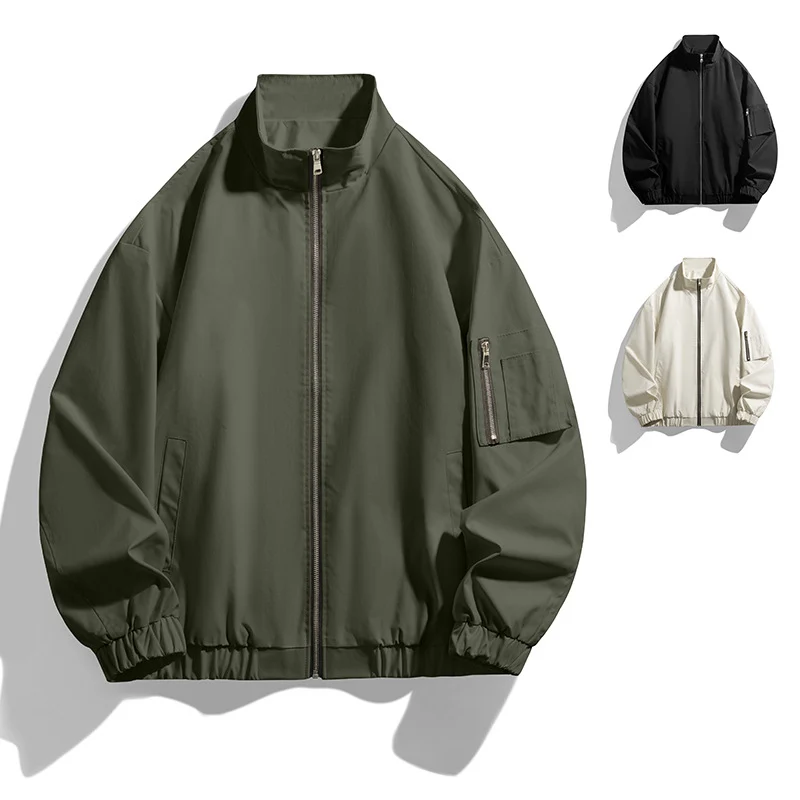 Herren Leichte Utility-Zipjacke mit Stehkragen, Ärmeltasche und elastischem Saum Nord Taschen