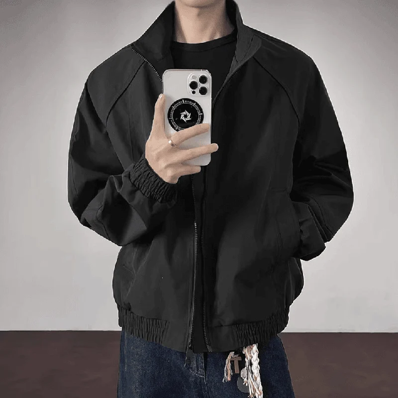 Herren Leichte Utility-Trainingsjacke mit Stehkragen, Zwei-Wege-Reißverschluss und elastischem Bund Nord Taschen