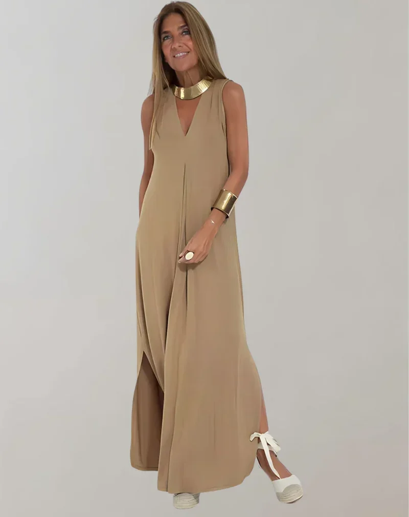 Schlankmachendes Kleid mit V-Ausschnitt