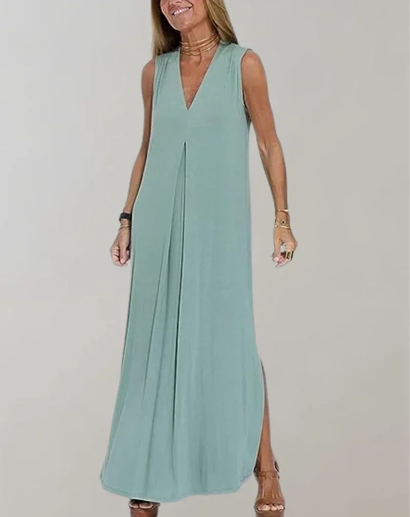 Schlankmachendes Kleid mit V-Ausschnitt