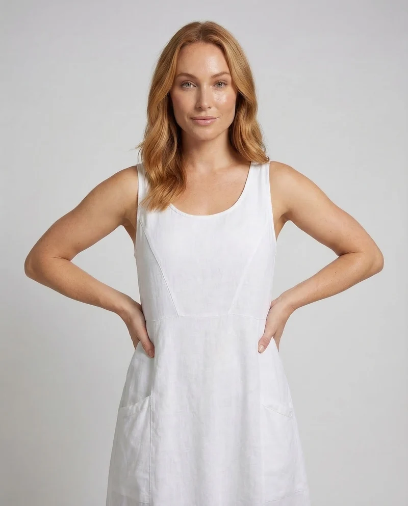 Damen Swing-Kaftankleid Großzügige Seitentaschen