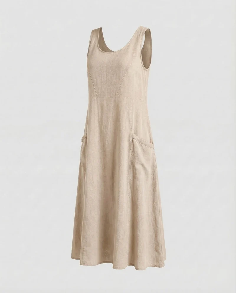 Damen Swing-Kaftankleid Großzügige Seitentaschen