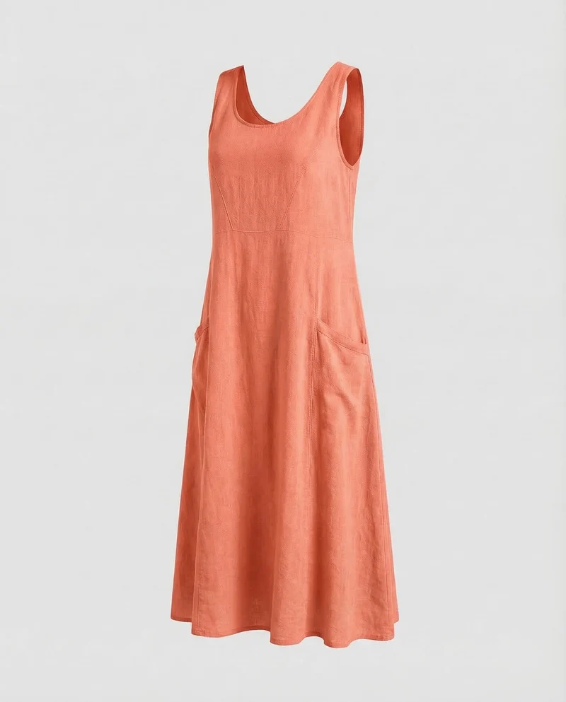 Damen Swing-Kaftankleid Großzügige Seitentaschen
