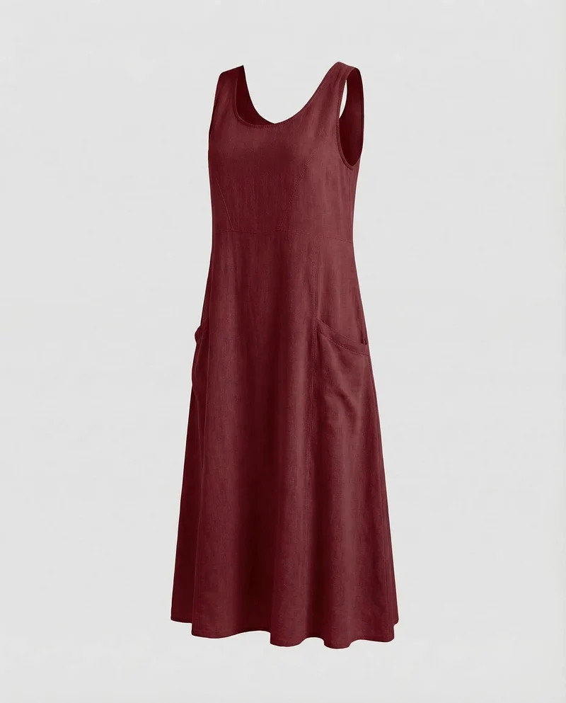 Damen Swing-Kaftankleid Großzügige Seitentaschen