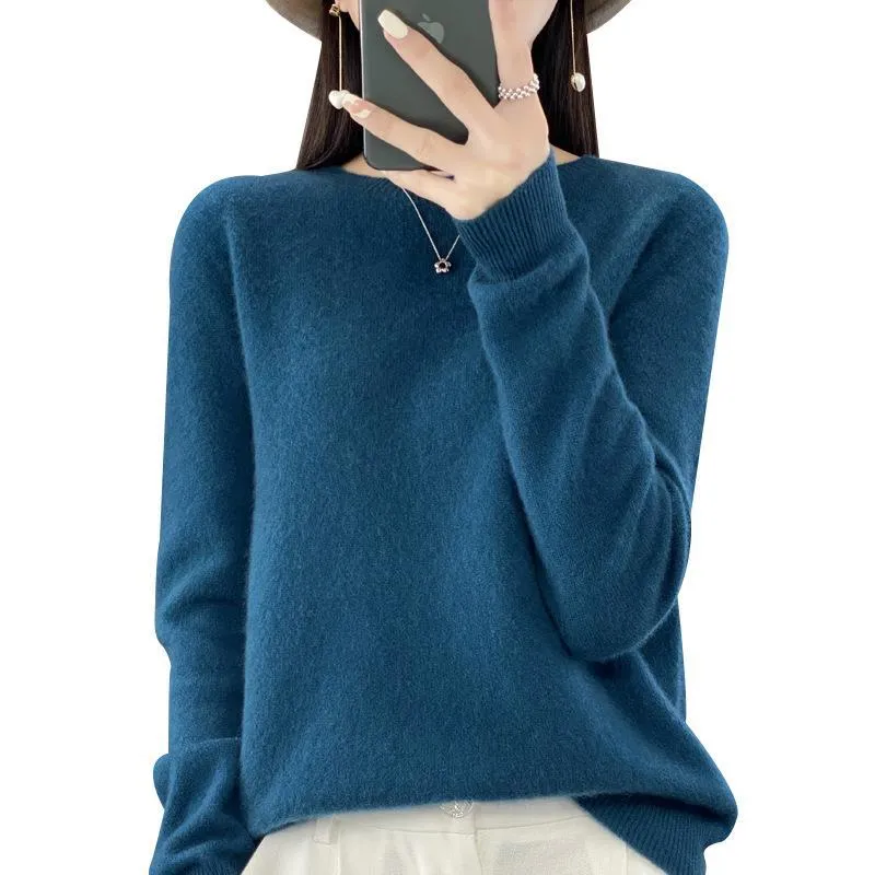 Damen Lockerer Feinstrick-Pullover mit Rundhalsausschnitt und flauschiger Angora-Optik Nord Taschen